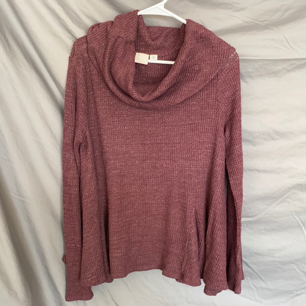 Anthropologie Cowl Neck Peplum Sweater-M